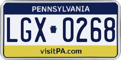PA license plate LGX0268