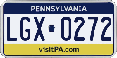 PA license plate LGX0272