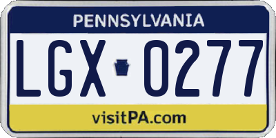 PA license plate LGX0277