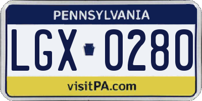 PA license plate LGX0280