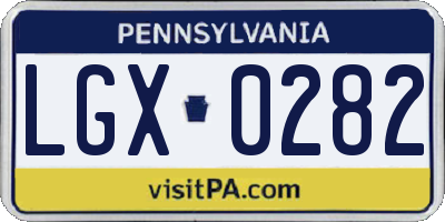 PA license plate LGX0282