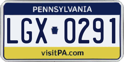 PA license plate LGX0291