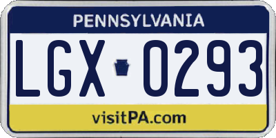 PA license plate LGX0293
