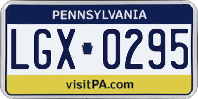 PA license plate LGX0295