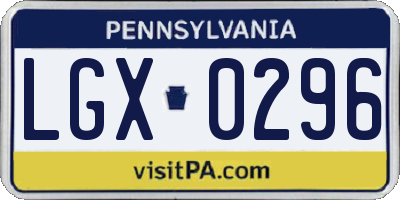 PA license plate LGX0296