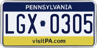 PA license plate LGX0305