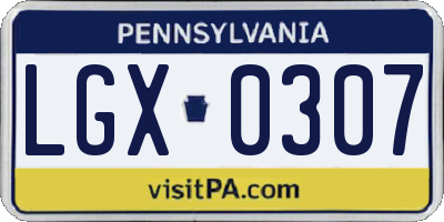 PA license plate LGX0307