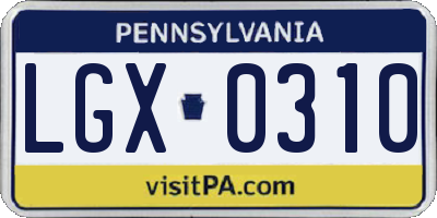 PA license plate LGX0310