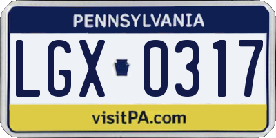 PA license plate LGX0317