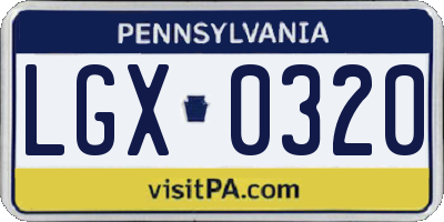PA license plate LGX0320