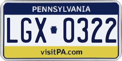 PA license plate LGX0322