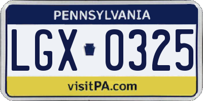 PA license plate LGX0325