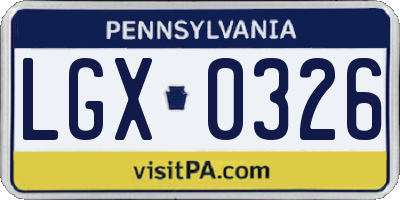 PA license plate LGX0326