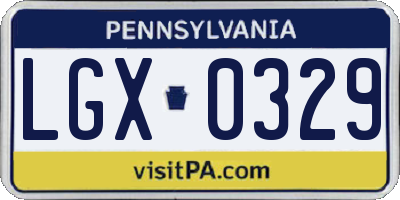 PA license plate LGX0329