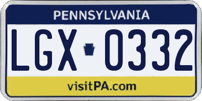 PA license plate LGX0332