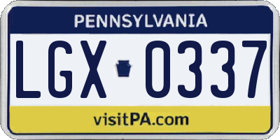 PA license plate LGX0337