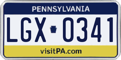 PA license plate LGX0341