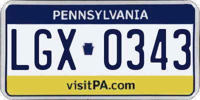 PA license plate LGX0343