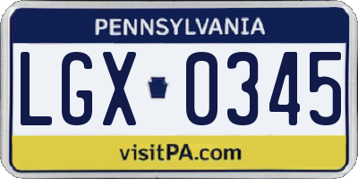 PA license plate LGX0345