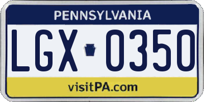 PA license plate LGX0350