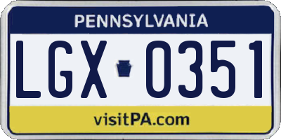 PA license plate LGX0351