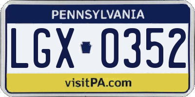 PA license plate LGX0352
