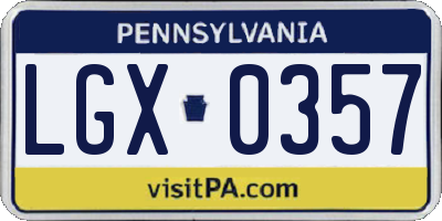 PA license plate LGX0357