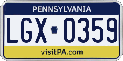 PA license plate LGX0359