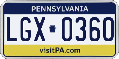 PA license plate LGX0360