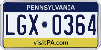 PA license plate LGX0364