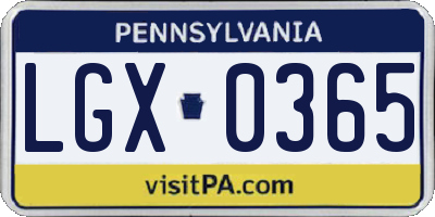 PA license plate LGX0365