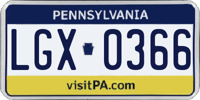 PA license plate LGX0366