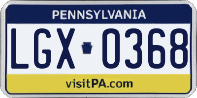 PA license plate LGX0368