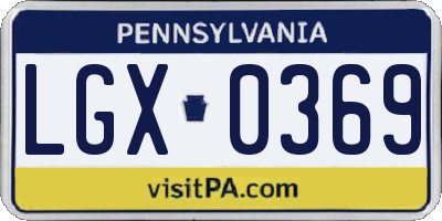PA license plate LGX0369