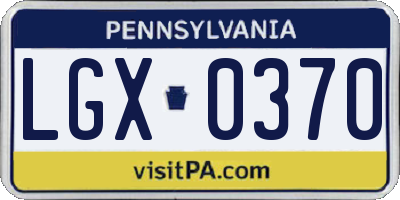 PA license plate LGX0370