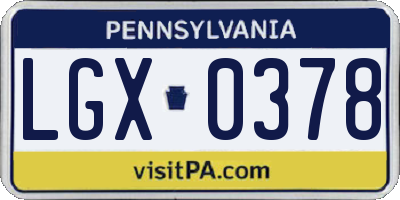 PA license plate LGX0378