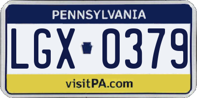 PA license plate LGX0379