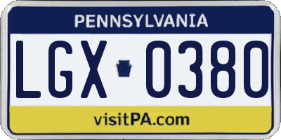 PA license plate LGX0380