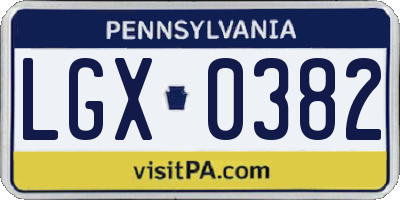 PA license plate LGX0382