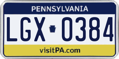 PA license plate LGX0384