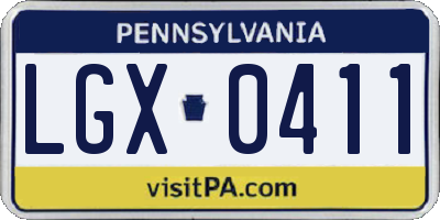 PA license plate LGX0411