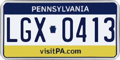 PA license plate LGX0413
