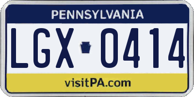 PA license plate LGX0414