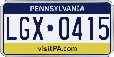 PA license plate LGX0415