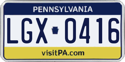 PA license plate LGX0416