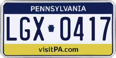 PA license plate LGX0417