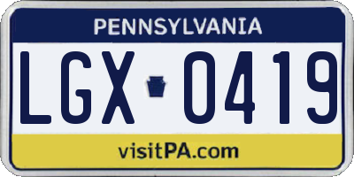 PA license plate LGX0419