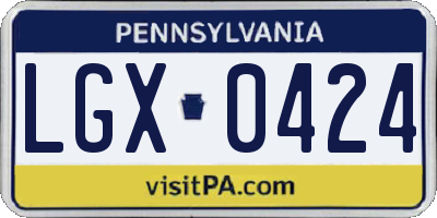 PA license plate LGX0424