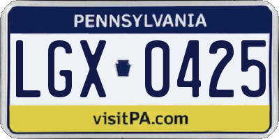 PA license plate LGX0425