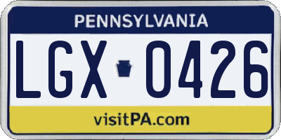 PA license plate LGX0426